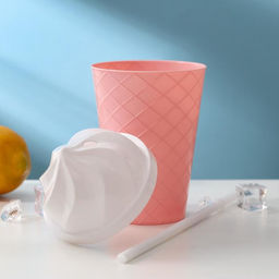 Цена за 12 шт. Стакан Пломбир, 500 мл, с крышкой и трубочкой, цвет МИКС - Доляна фото 2