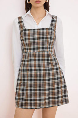 Cok Renkli Gomlekli Ekose / Kareli K?sa / Mini Dokuma Elbise TWOSS26EL00505 - Trendyolmilla фото 3