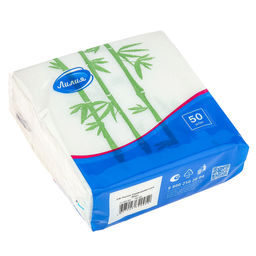 Салфетки бумажные 24х24см "Лилия", 1 слойные, 50 штук в упаковке, "Микс: Панда + Бамбук" (Россия)