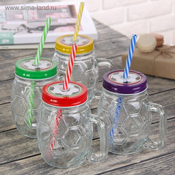 Кружка Доляна Мяч, 500 мл, с крышкой и трубочкой, стекло, МИКС фото 10