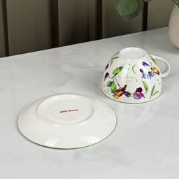 Сервиз чайный Доляна Зелёный сад, 12 предметов: 6 чашек 220 мл, 6 блюдец d=13 см, фарфор
