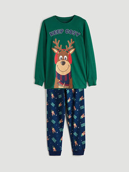 Bisiklet Yaka Y?lba?? Temal? Erkek ?ocuk Pijama Tak?m?