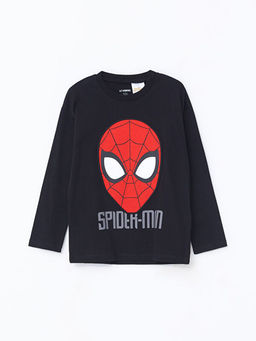 Bisiklet Yaka Spider-Man Bask?l? Erkek ?ocuk Ti??rt