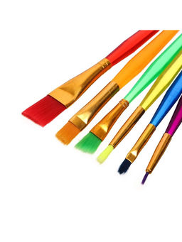 Набор кистей для рисования, синтетика, 6 штук, «Радуга», круглые, плоские
