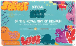 Монета 2 1/2 евро 2025 года Бельгия Уличное искусство в Бельгии (Надписи на лицевой стороне блистера на немецком и французском)