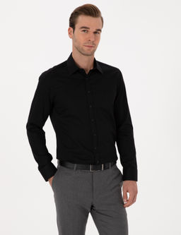 Siyah Slim Fit %100 Pamuk Klasik G_mlek