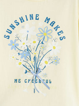 Bisiklet Yaka Bask?l? K?z ?ocuk Ti??rt