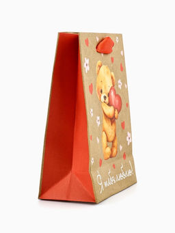 Цена за 4 шт. Пакет подарочный крафтовый «Люблю», S 12×5.5×15 см