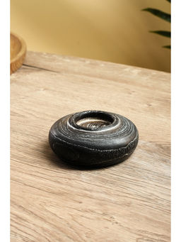Подсвечник из дерева джати, d=3 см, 10×10×4 см, тёмно-коричневый
