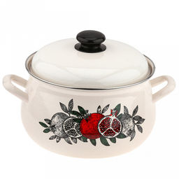 "Цвет граната" Набор эмалированных кастрюль 3 предмета: 2л - д18,5см, h9,8см, 3л - д21см, h12см, 4,5л - д23,5см, h13,2см, s0,8мм, форма грушевидная, двойной слой эмалевого покрытия, металлическая крышка (Россия)