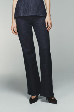 HIGH-WAIST DENIM EFFECT TROUSERS