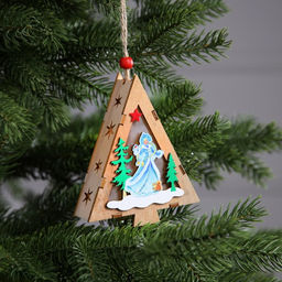 Ёлочная игрушка Ёлочка со Снегурочкой, 12х10х3 см, 1 LED, от батареек, свечение тёплое белое - Luazon lighting фото 2