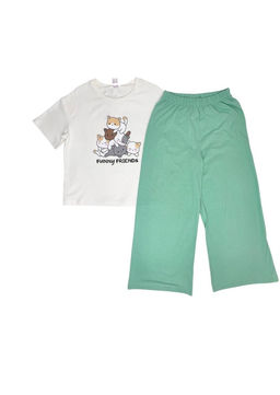 CRB wear / CWJG 50225-21K Пижама для девочки (футболка, брюки), Экрю/ex. Cherubino