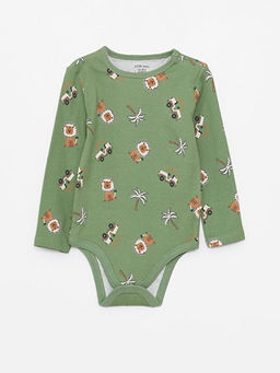 Bisiklet Yaka Uzun Kollu Bask?l? Erkek Bebek ??t??tl? Body