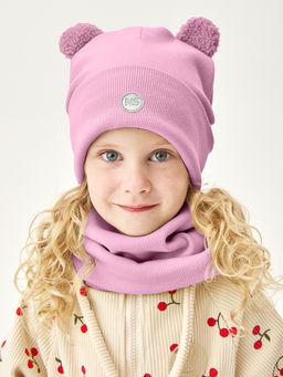 Комплект шапка и снуд 12л22626 малиновый мусс