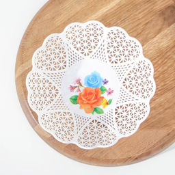 Цена за 2 шт. Ваза для хлеба и фруктов Кубань. Сердце, 18?4.5 см, белый, рисунок МИКС