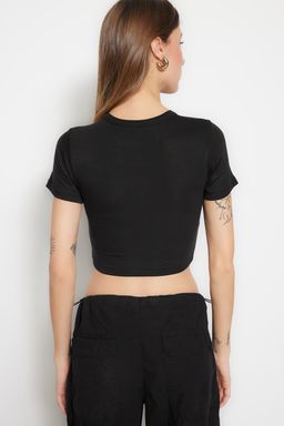 Trendyolmilla Premium Ekru-Ekru Kahverengi Cizgili 2li Paket Viskoz Crop Esnek Orme Bluz TWOSS23BZ00194  фото 19