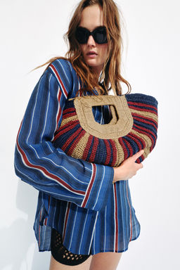 BOLSO ESTAMPADO EFECTO TRENZADO / Multicolor - Zara фото 2