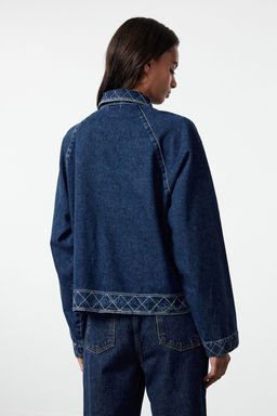 Koyu Mavi More Sustainable Dikis Detayl? Oversize Denim Ceket TWOAW25CE00028