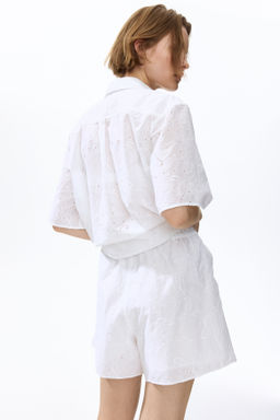 Pantal?n corto de algod?n con bordado ingl?s - H&m фото 4