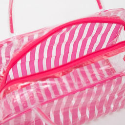 Цена за 2 шт. Косметичка-сумка на молнии для бассейна, с ручками, с принтом Полоски, розовая - Simaland фото 3
