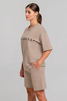 Арт. 51301/1 Костюм женский с шортами 42-50 (5 шт) Цвет:верх- бежевый, низ- бежевый