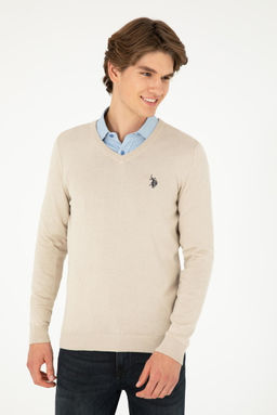 Мужской базовый свитер из каменного меланжа