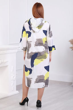 Платье с капюшоном и акварельным принтом - Almond фото 4