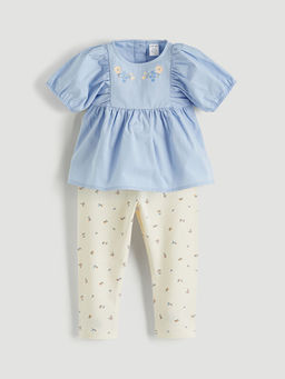 ?i?ekli K?z Bebek Bluz ve Tayt