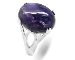 Кольцо из серебра чароит, МЦВ224