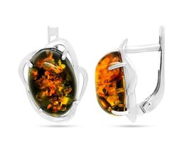 Серьги из серебра янтарь, СП87з