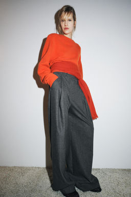 ZW COLLECTION WIDE-LEG DARTED TROUSERS - Zara фото 6