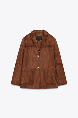 ZW COLLECTION LIMITED EDITION 100% SUEDE OVERSIZE BLAZER - Zara фото 7