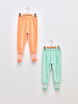Beli Lastikli Kadife K?z Bebek ?orapl? Pijama Alt 2li