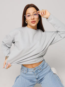 Женский лонгслив из футера 2-х нитки серебристый ВК-25 (61)