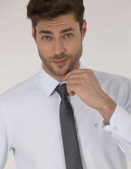 A__k Mavi Slim Fit Uzun Kollu Klasik G_mlek