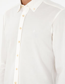 Белая приталенная рубашка с длинным рукавом - Cacharel фото 7
