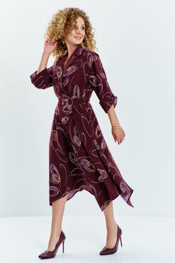 Платье Euro Moda 633 мультиколор (бордовый)