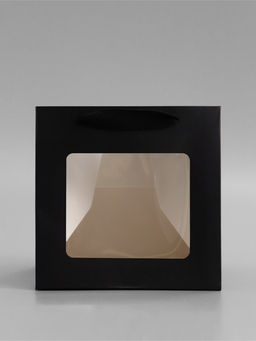 Цена за 2 шт. Пакет подарочный, крафт, с окном, «чёрный», 15×15×15 см
