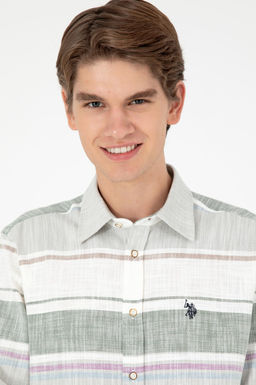 Мужская рубашка цвета хаки с длинным рукавом - U.s. polo assn фото 2