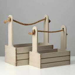 Набор кашпо деревянных 2 в 1 (25.51530; 201223) Прованс, светло-серый - Дарим красиво фото 2