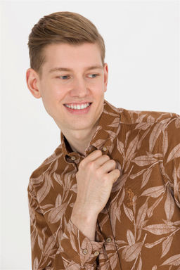 U. S. Polo Assn Мужская рубашка светло-коричневого цвета с длинным рукавом - U.s. polo assn фото 10