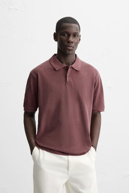 WASHED TEXTURED PIQUE POLO SHIRT - Zara фото 9