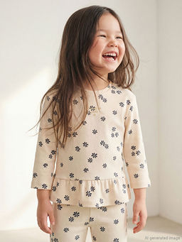 Bisiklet Yaka Bask?l? F?rf?rl? K?z Bebek Ti??rt