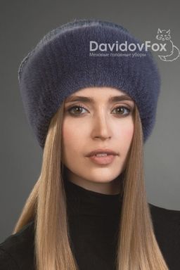 Шапка Камелия норка трикотаж слива