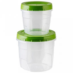 Банка для сыпучих продуктов пластмассовая набор 2шт: 0,5л - д10см, h10см, 1л - д12,5см, h12см, закручивающаяся крышка (Россия)