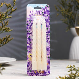 Цена за 3 шт. Набор свечей витых, 1.5×15 см, 3 шт., белый блистер