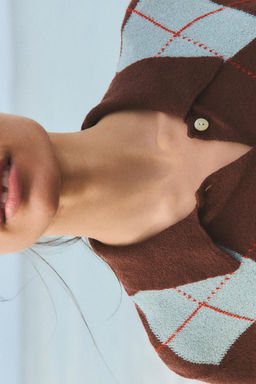 DIAMOND PATTERN KNIT POLO TOP - Zara фото 4