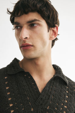 Polo efecto crochet Relaxed Fit - H&m фото 6