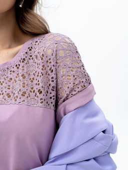 ВИДЕООБЗОР. Футболка с кружевом . 180-14,сухая роза - Binita фото 7